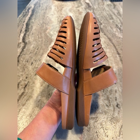 Dansko Leilani Sandals Womens 40 Tan Leather Woven Straps Mule Slide Shoes - Picture 3 of 9